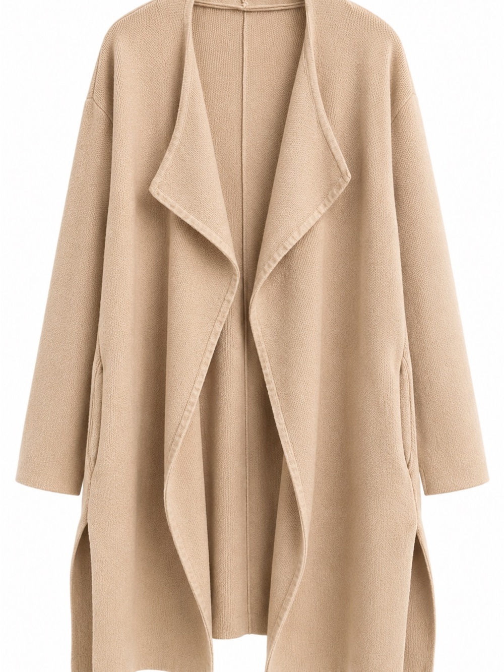 Chicwish Beige Open-Front Draped Trench Coat